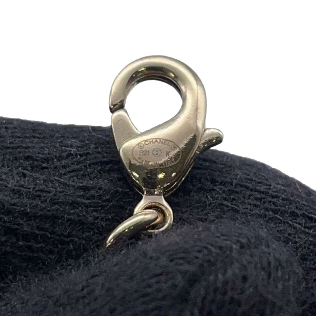 Chanel Gold Plated Faux Pearl CC Rhinestone Pendant Necklace - Detail 1