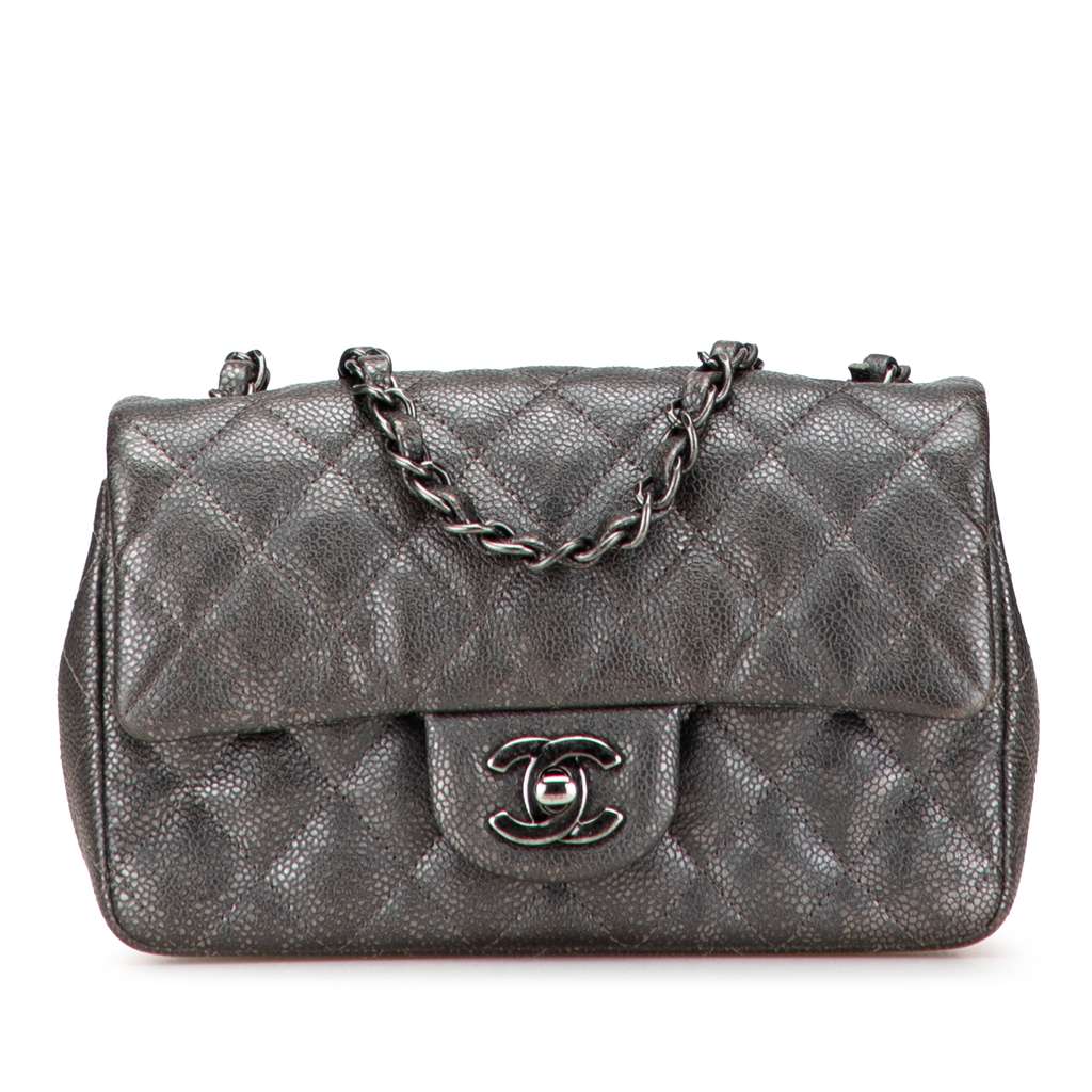Chanel Mini Rectangular Classic Metallic Caviar Single Flap