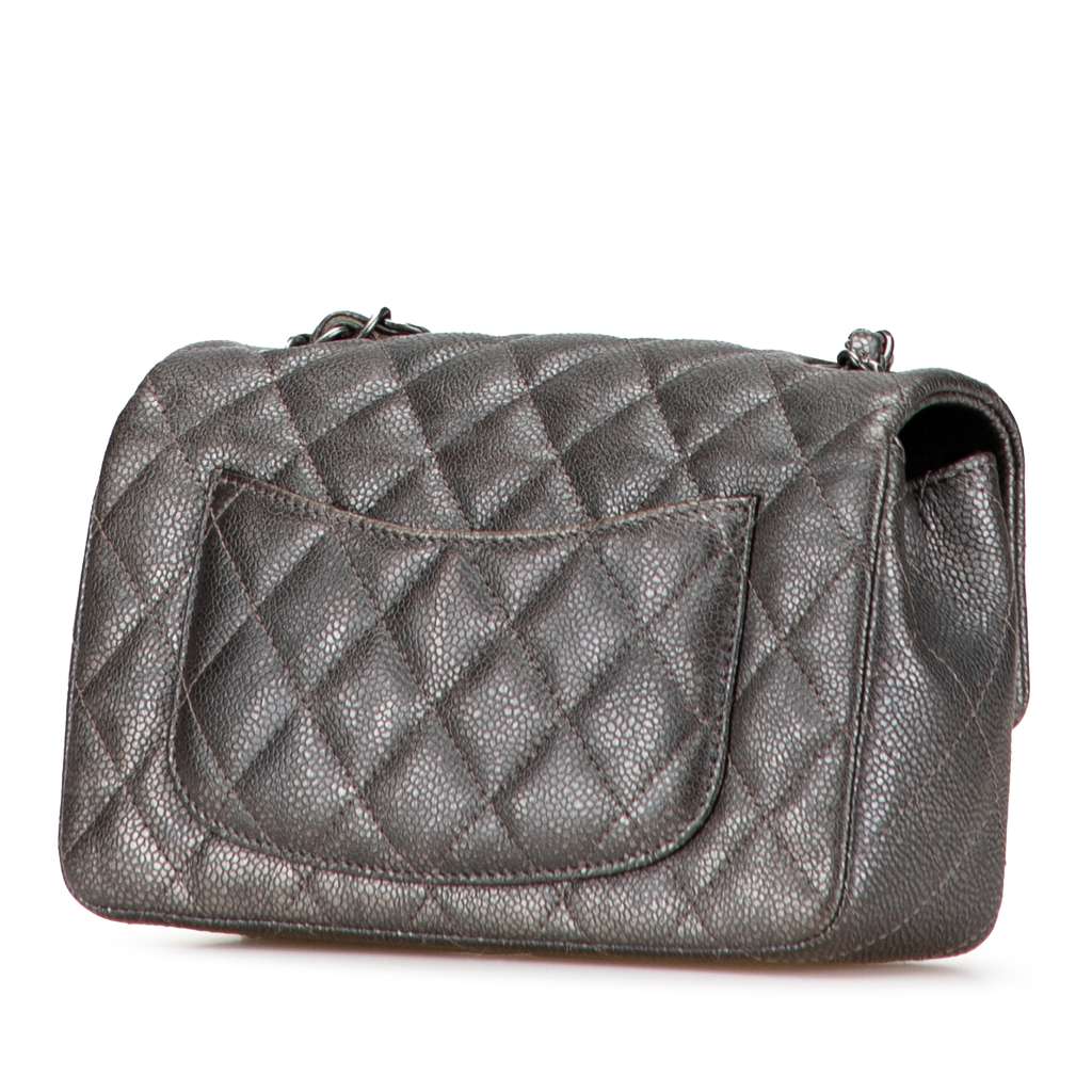 Chanel Mini Rectangular Classic Metallic Caviar Single Flap - Back view