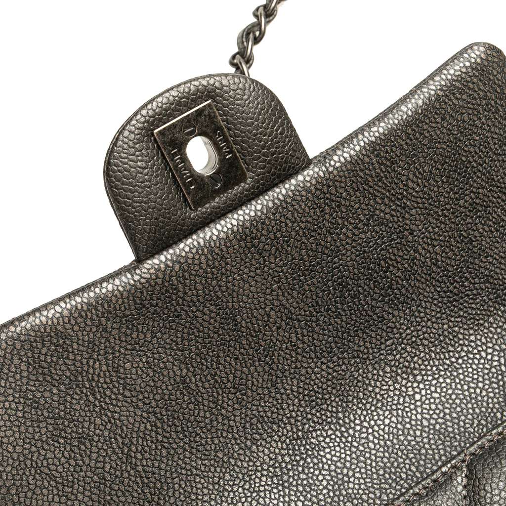 Chanel Mini Rectangular Classic Metallic Caviar Single Flap - Image 10