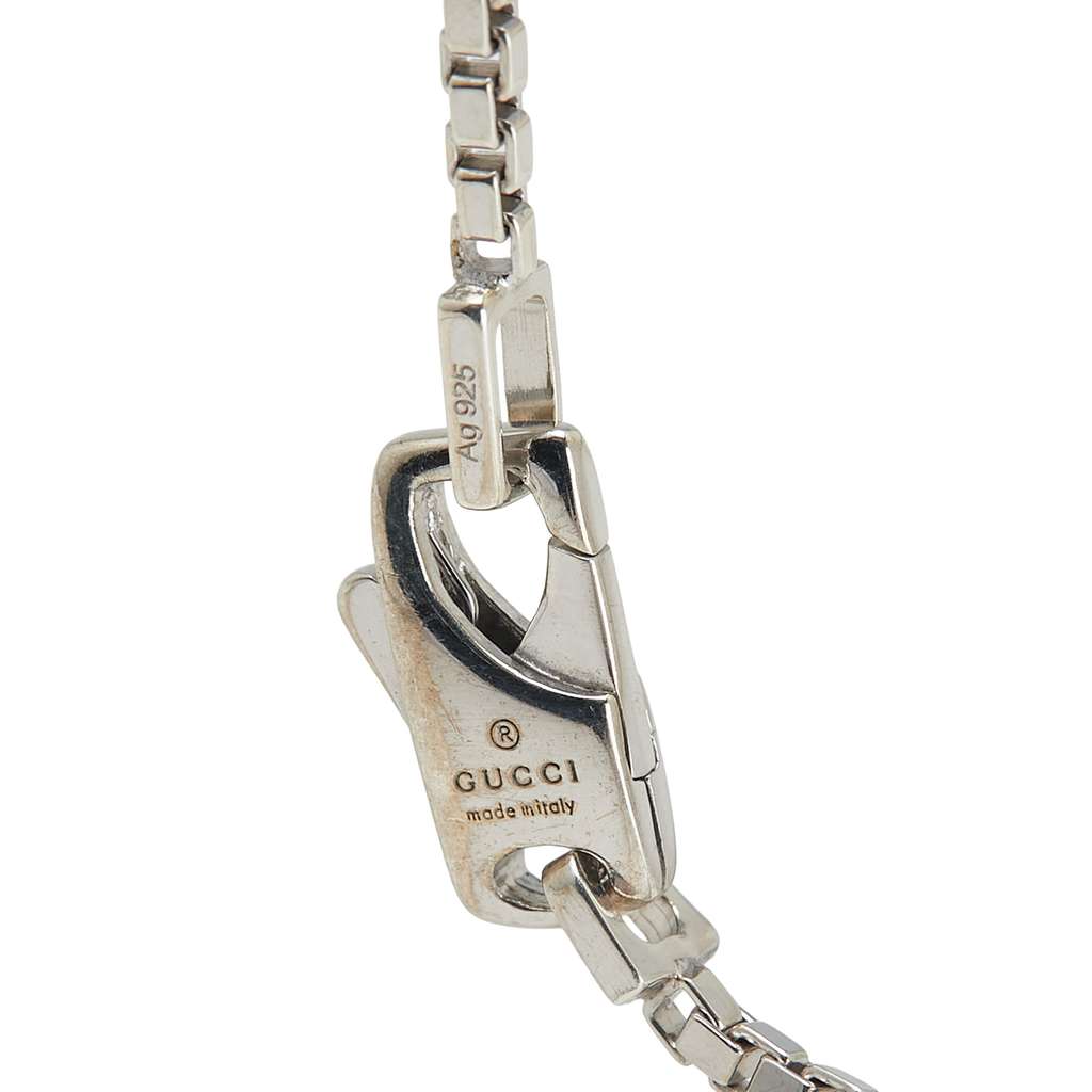 Gucci Sterling Silver Logo Plate Pendant Necklace - 3