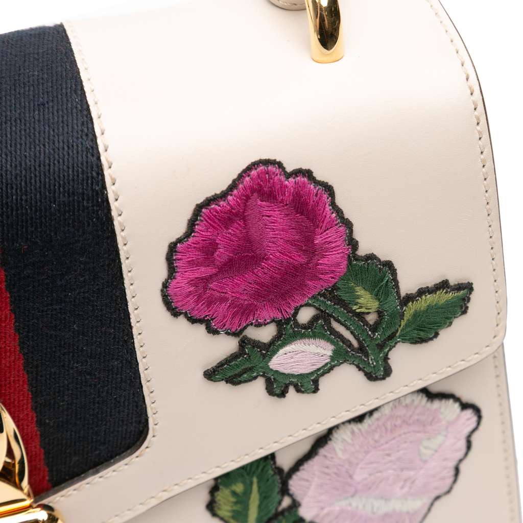 Gucci Small Floral Embroidered Leather Sylvie Satchel - Image 10