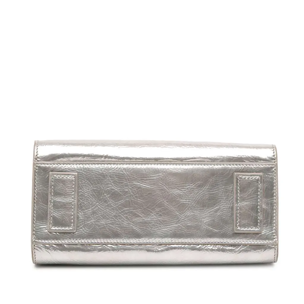 Saint Laurent Nano Metallic Crinkled Calfskin Supple Sac De Jour Satchel Silver Leather Good - Inside View