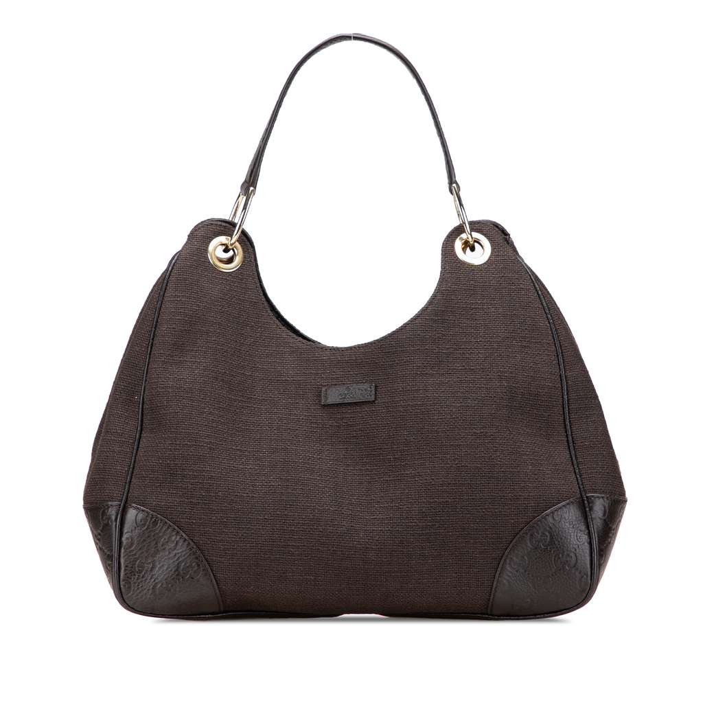 Gucci Guccissima Trimmed Canvas Shoulder Bag