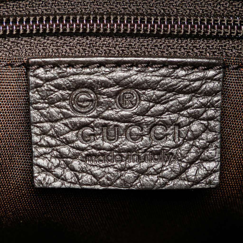 Gucci Guccissima Trimmed Canvas Shoulder Bag - Side view