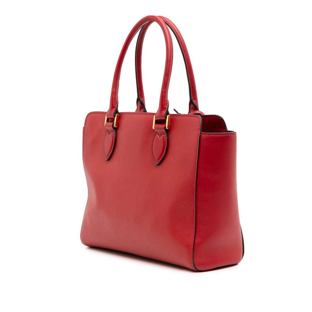 Prada Soft Calf Trimmed Saffiano Lux Open Convertible Tote - 2