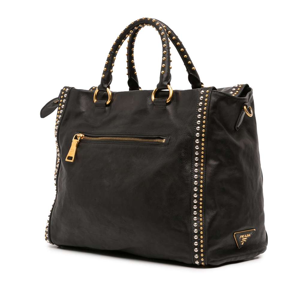 Prada Glace Calf Studded Satchel - Back view