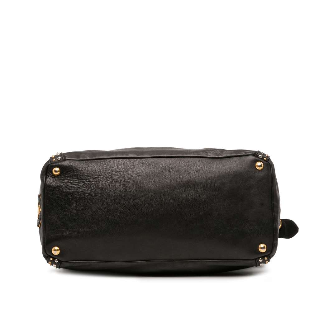 Prada Glace Calf Studded Satchel - Image 6