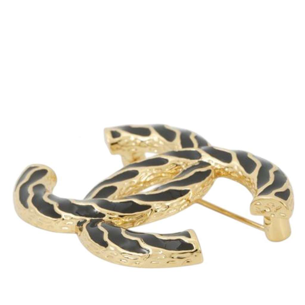 Chanel CC Gold Plated Enamel Brooch - Image 6