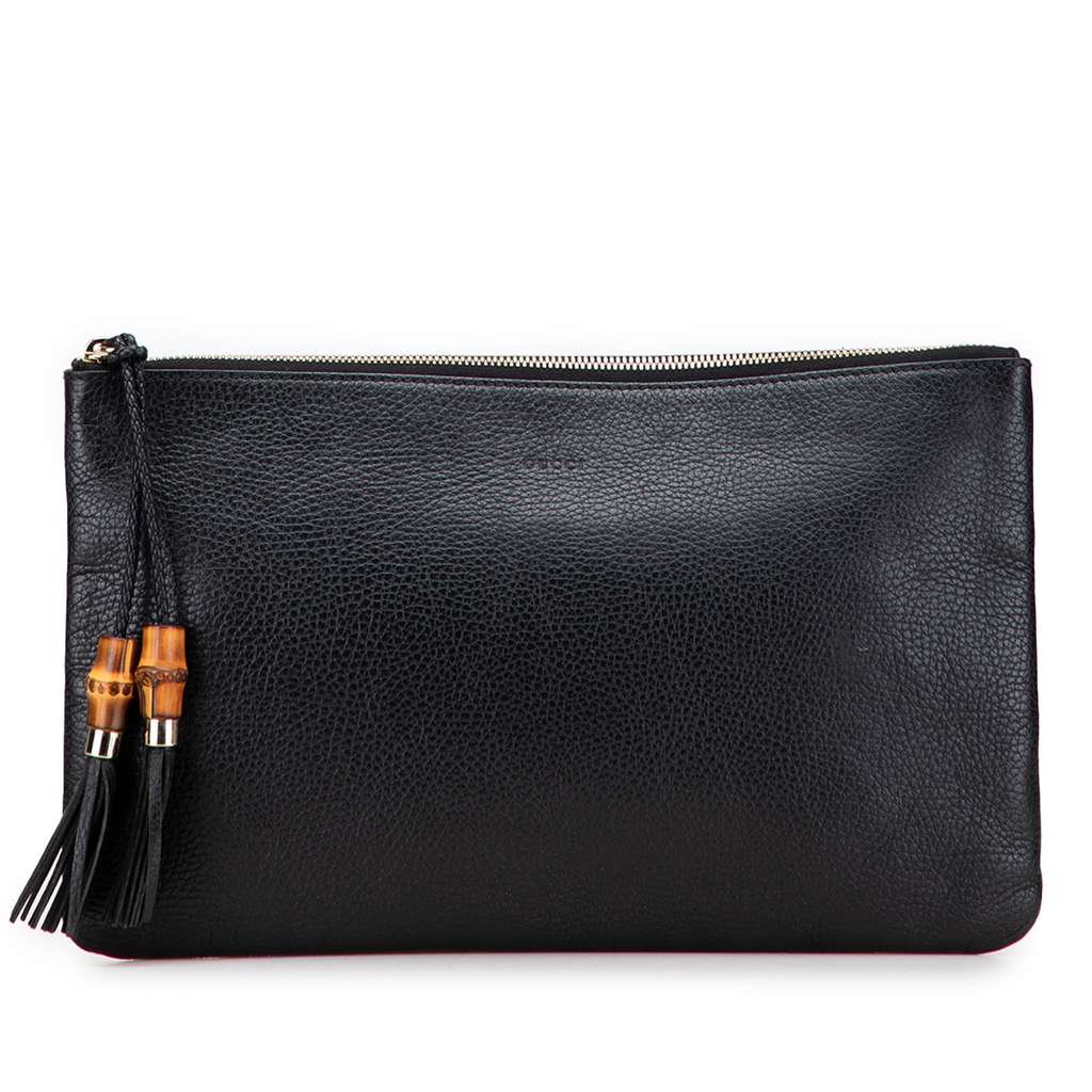 Gucci Calfskin Bamboo Tassel Clutch