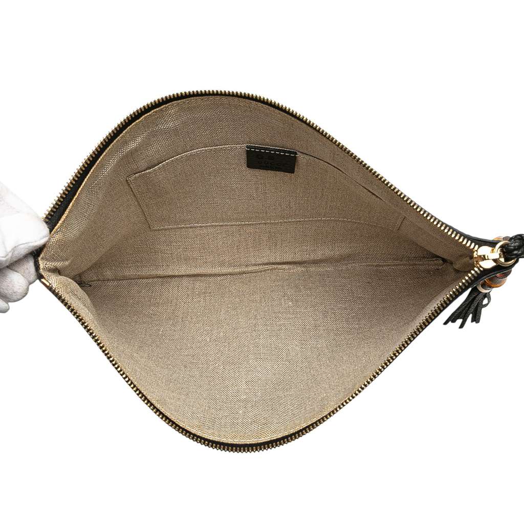 Gucci Calfskin Bamboo Tassel Clutch - 4