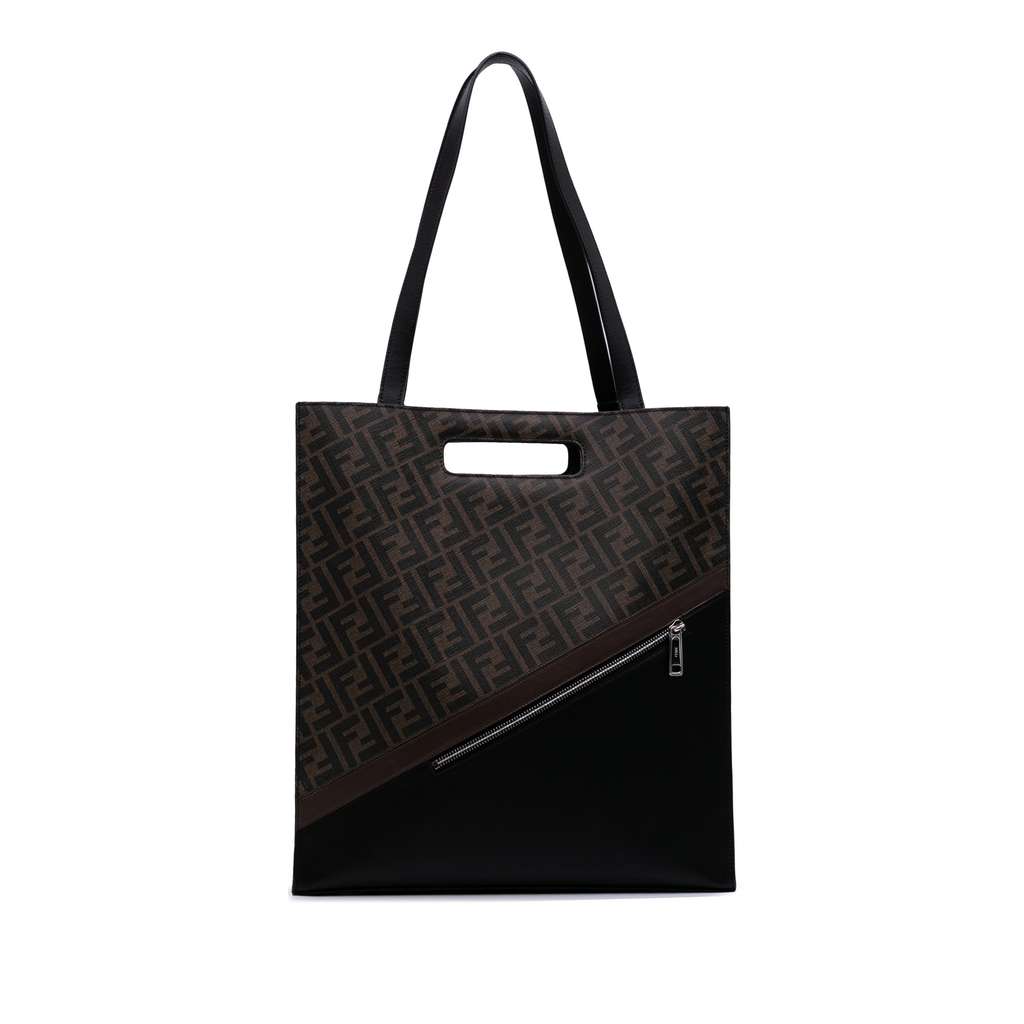 Fendi Zucca Coated Canvas 1974 Diagonal Shopping Tote