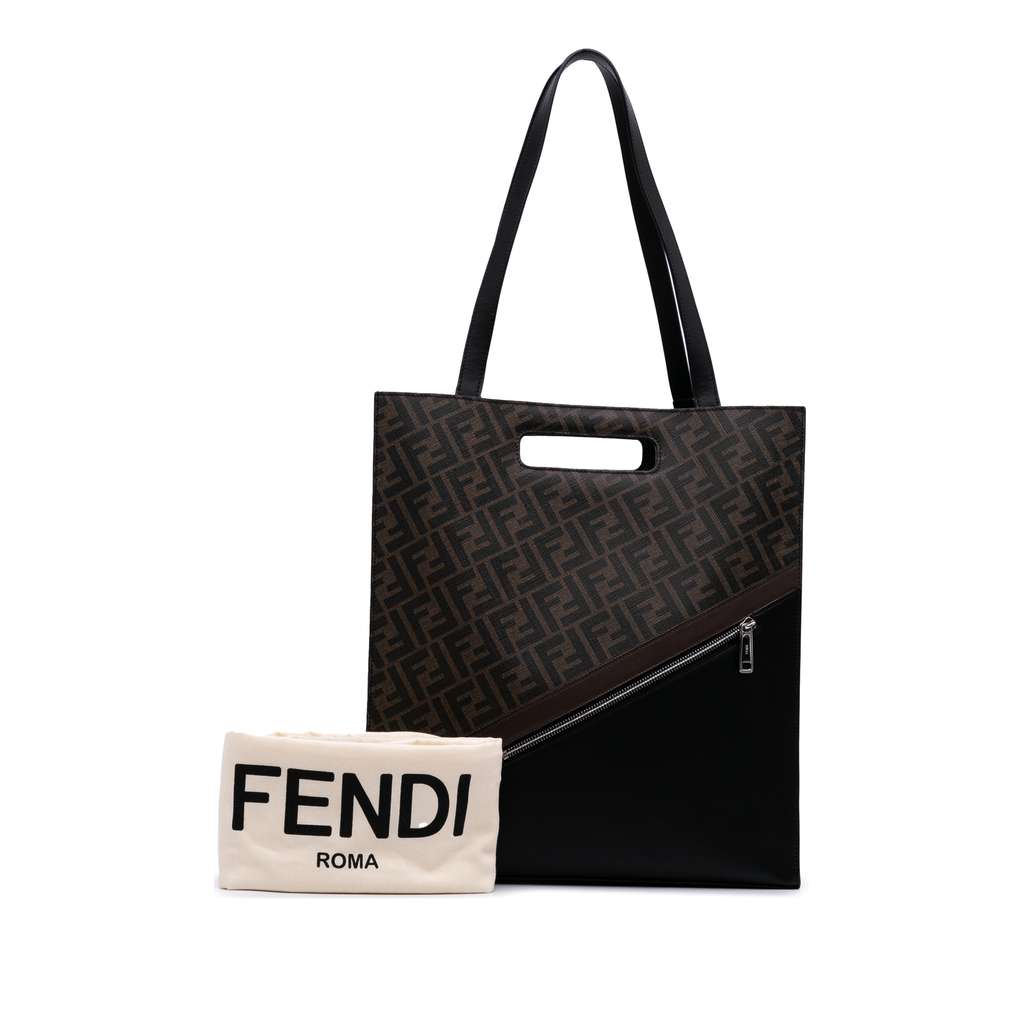 Fendi Zucca Coated Canvas 1974 Diagonal Shopping Tote - Image 13