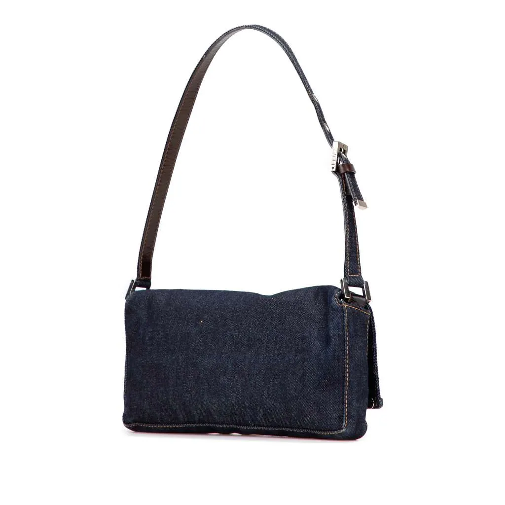 Fendi Denim Shoulder Bag Blue Denim Good - Back View