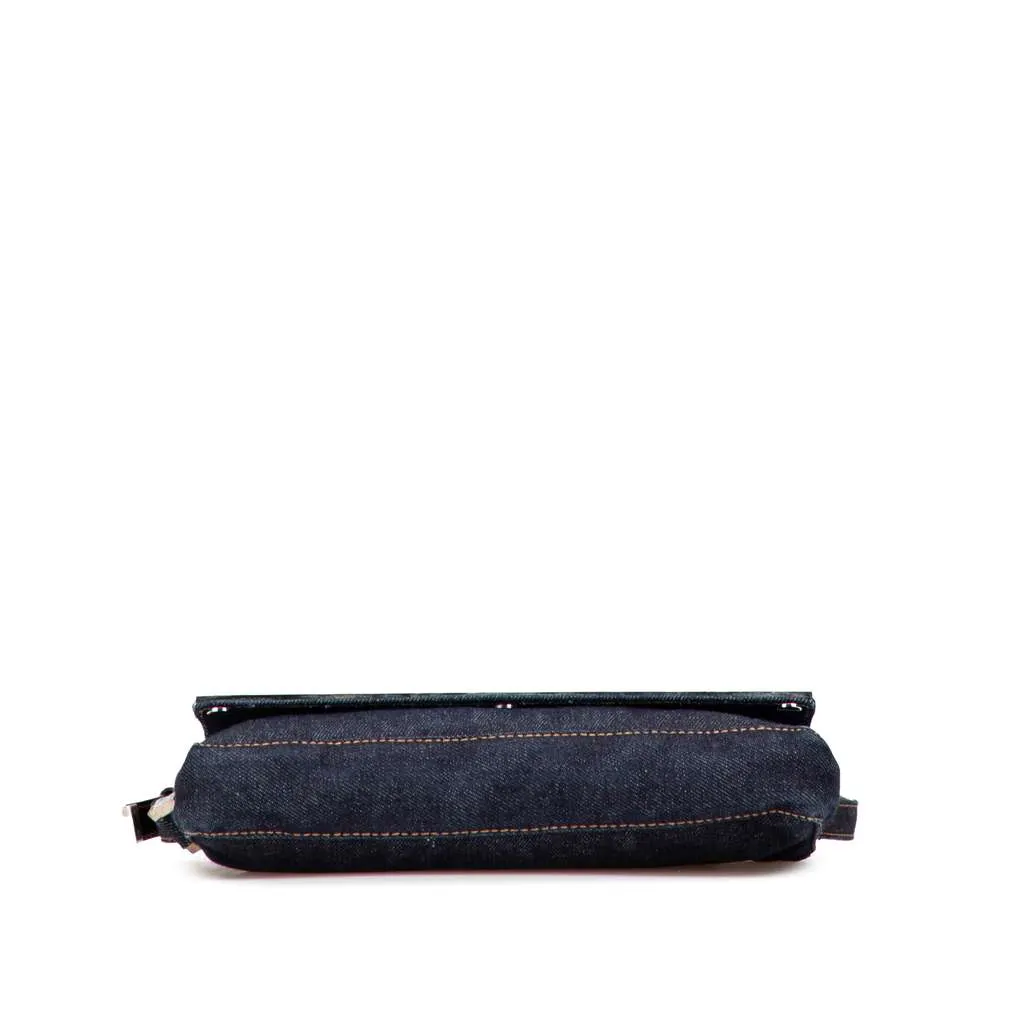 Fendi Denim Shoulder Bag Blue Denim Good - Inside View