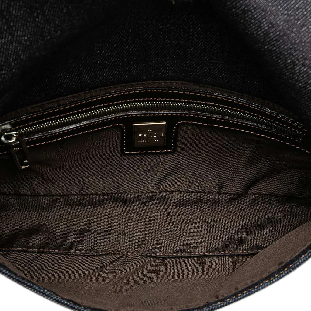 Fendi Denim Shoulder Bag Blue Denim Good - Model View