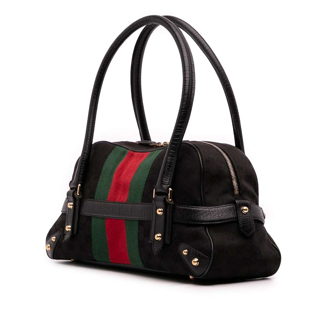 Gucci GG Canvas Horsebit Web Chain Bowler Bag - 2