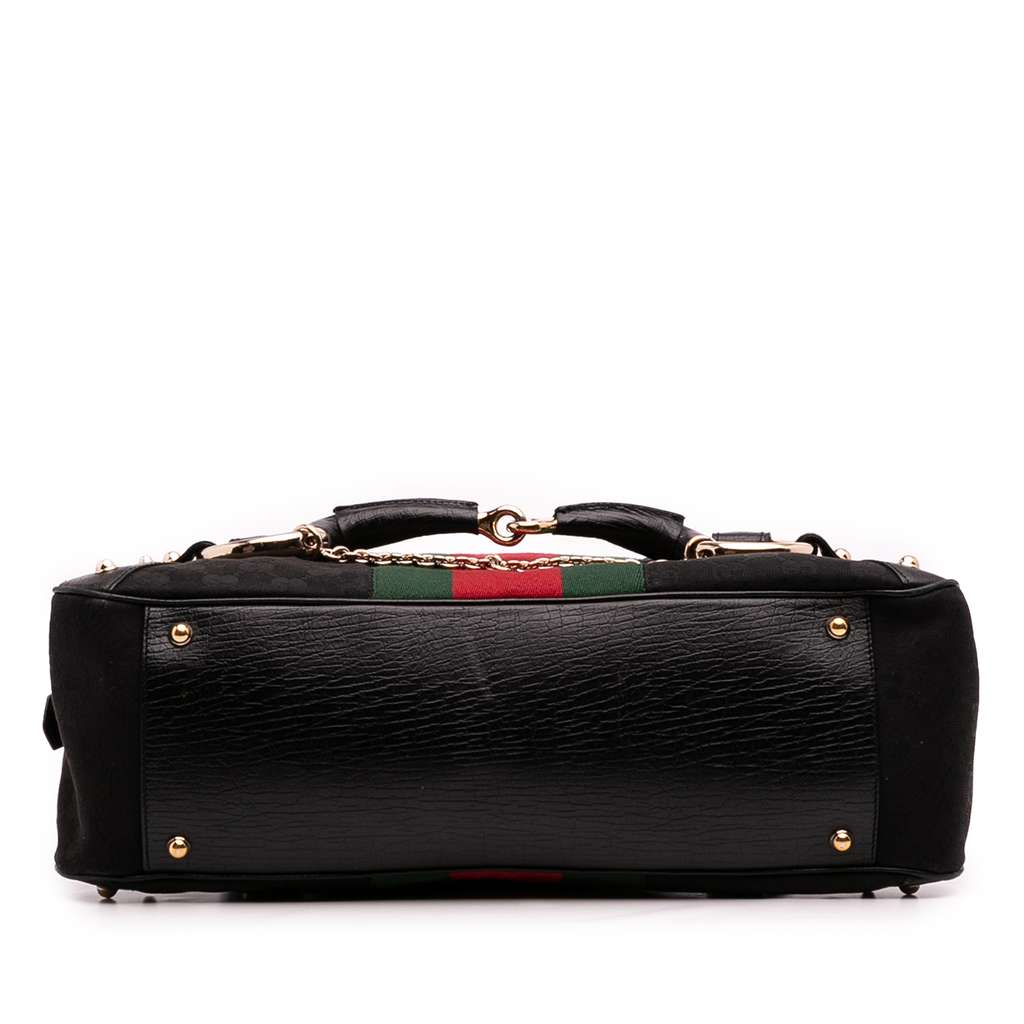 Gucci GG Canvas Horsebit Web Chain Bowler Bag - 3