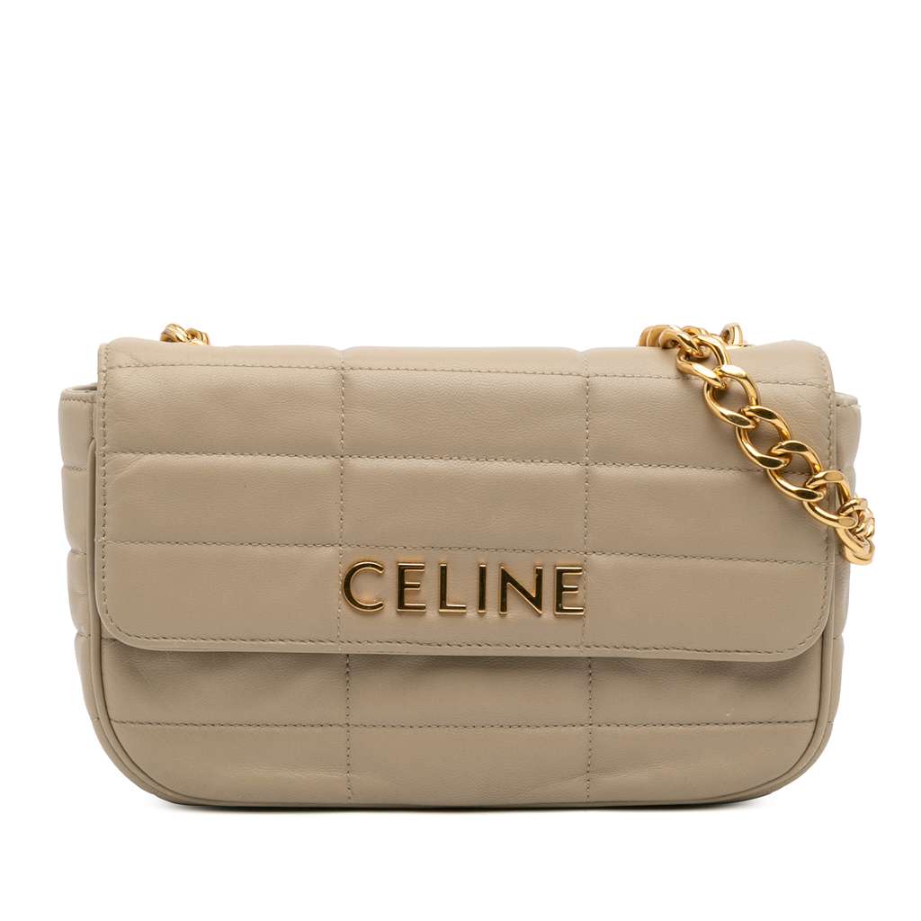 Celine Matelasse Goatskin Monochrome Chain Shoulder Bag