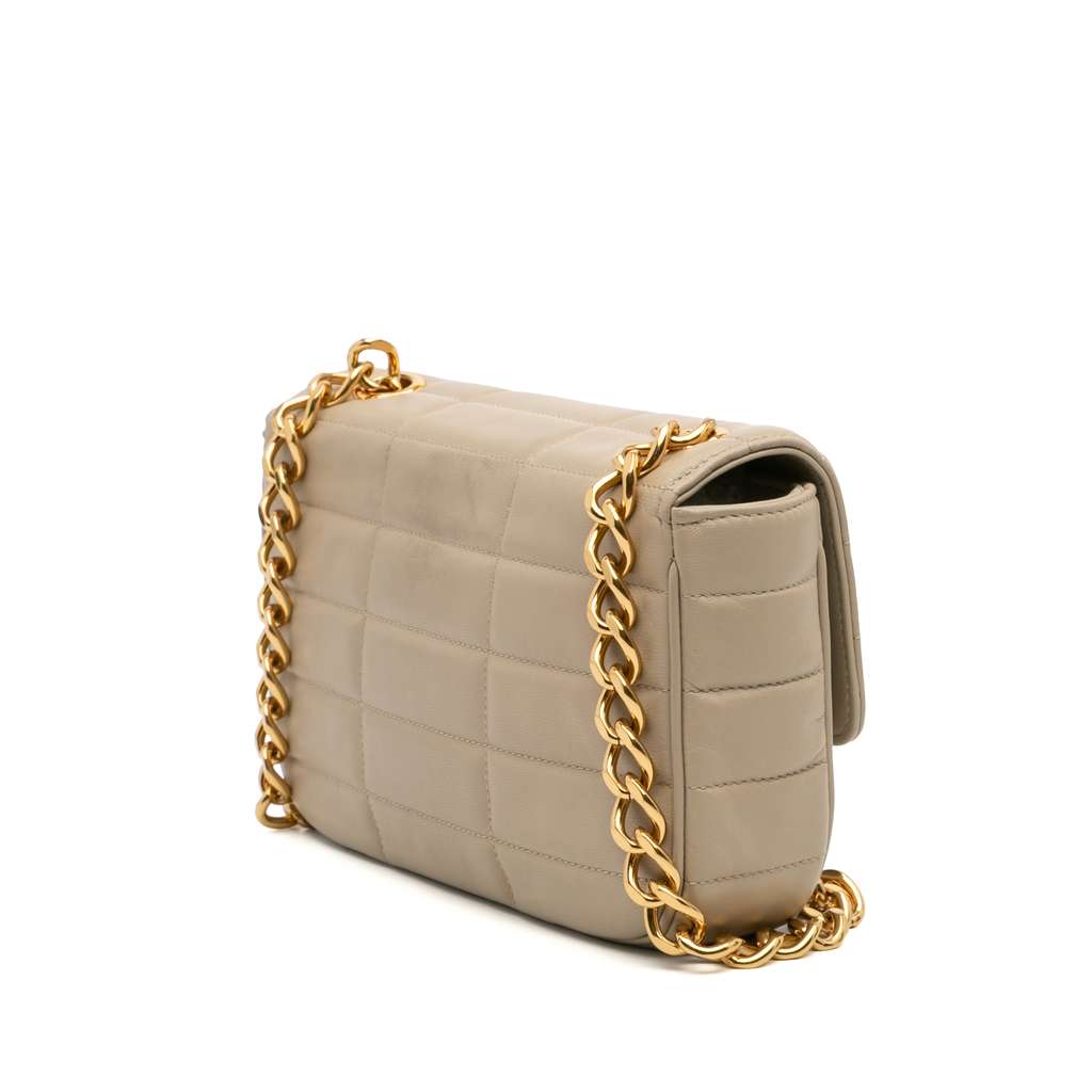 Celine Matelasse Goatskin Monochrome Chain Shoulder Bag - Back view