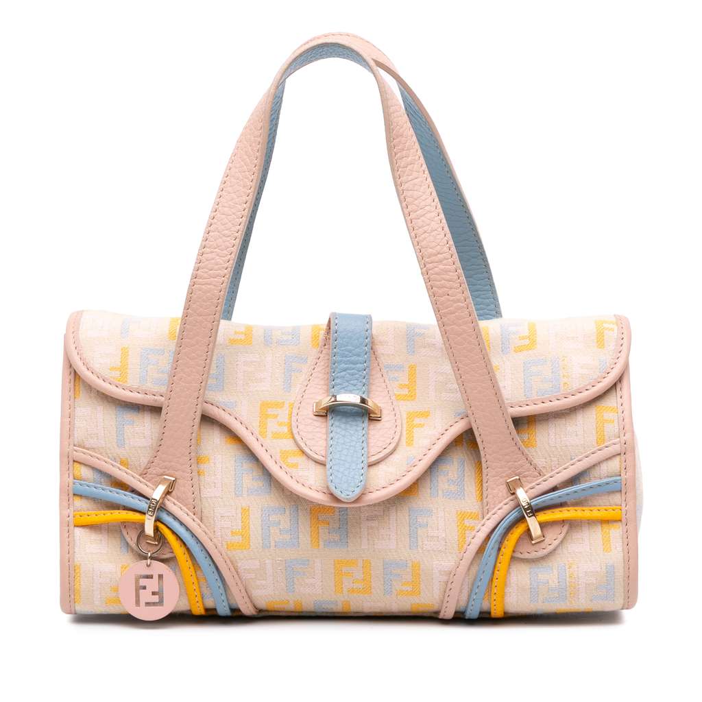 Fendi Multicolor Zucchino Canvas and Leather Charm Flap