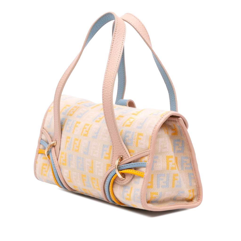 Fendi Multicolor Zucchino Canvas and Leather Charm Flap - Back view