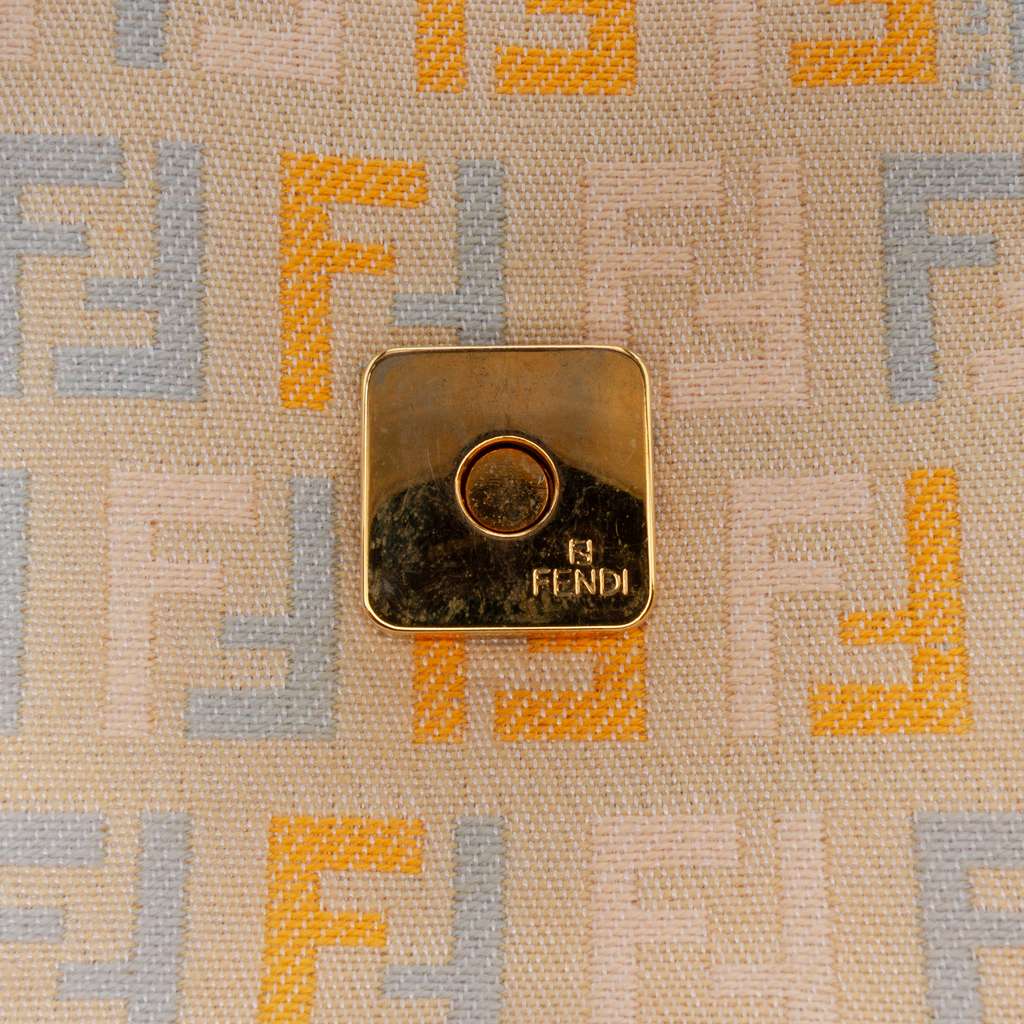 Fendi Multicolor Zucchino Canvas and Leather Charm Flap - Detail 1