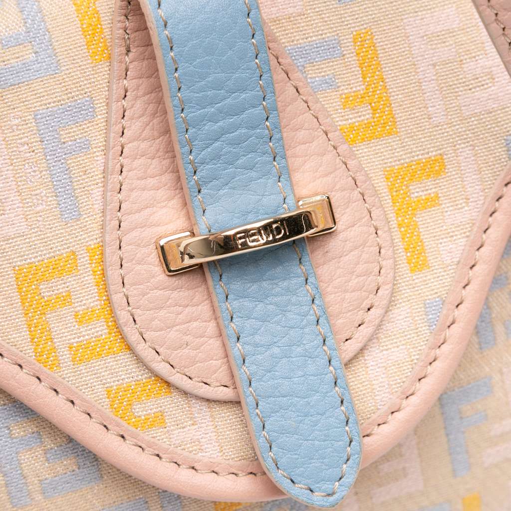 Fendi Multicolor Zucchino Canvas and Leather Charm Flap - Detail 2