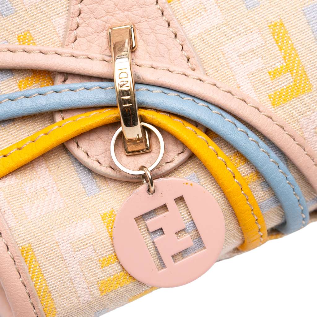 Fendi Multicolor Zucchino Canvas and Leather Charm Flap - Image 10