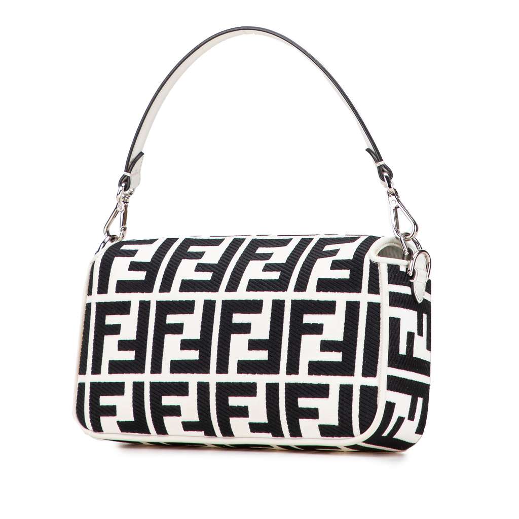 Fendi Zucca Embroidered Canvas Baguette Satchel - Back view