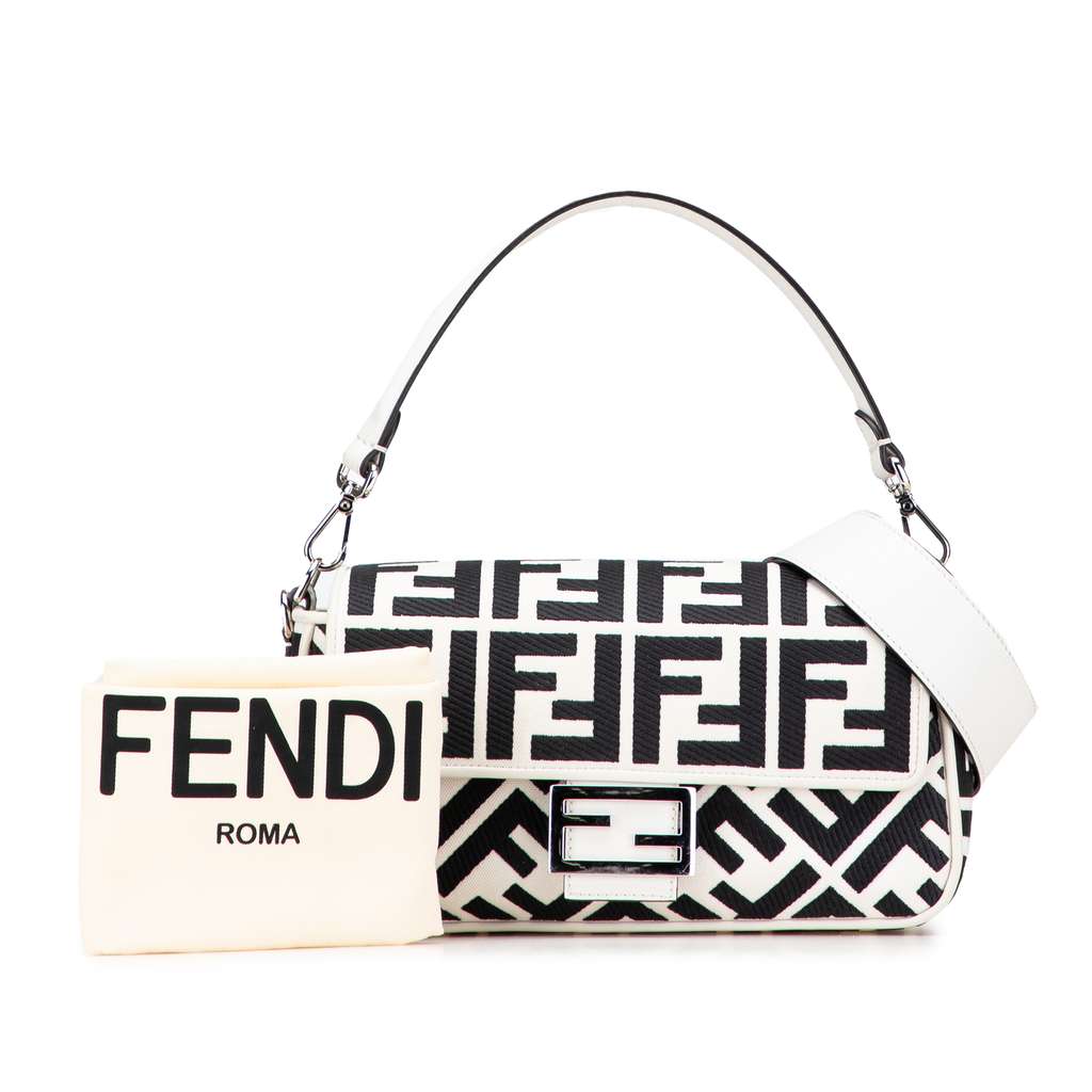 Fendi Zucca Embroidered Canvas Baguette Satchel - Image 12