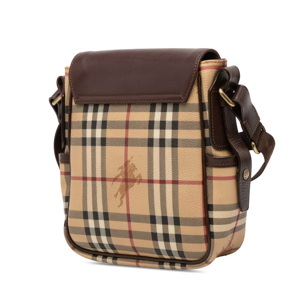 Burberry Haymarket Check Coated Canvas Flap Crossbody - Back view