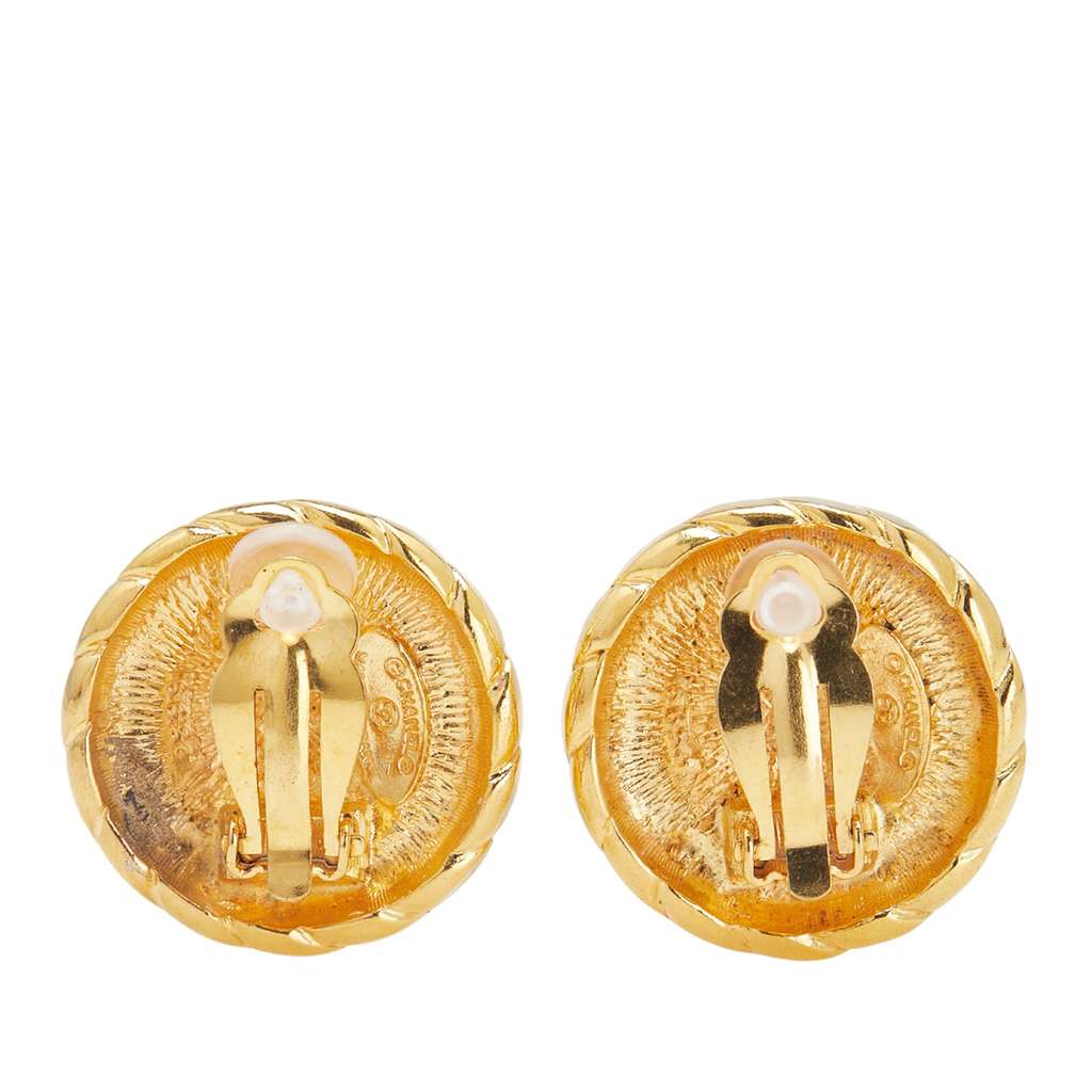 Chanel Gold Plated CC Logo Clip on Earrings - Back view