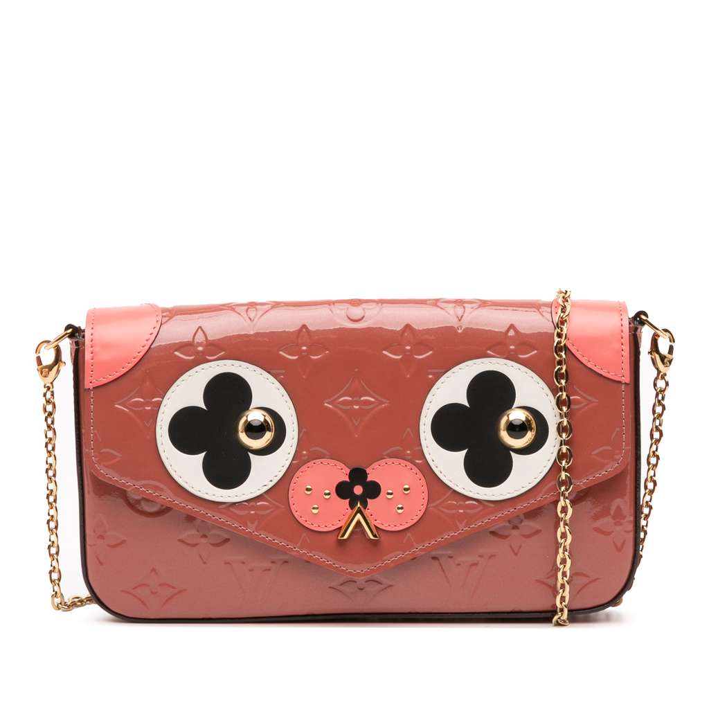 Louis Vuitton Monogram Vernis Pochette Felicie Valentine Dog