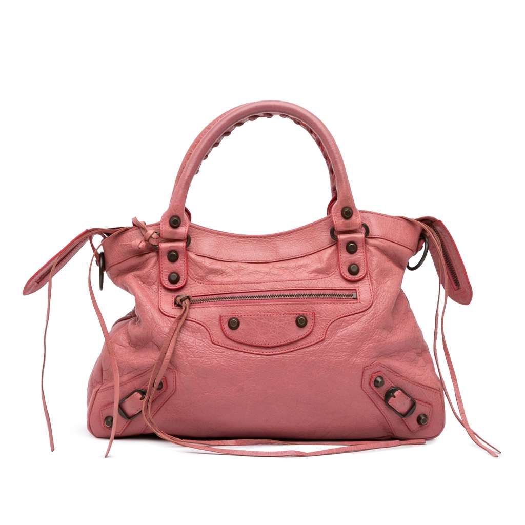 Balenciaga Lambskin Motocross Classic Town Satchel