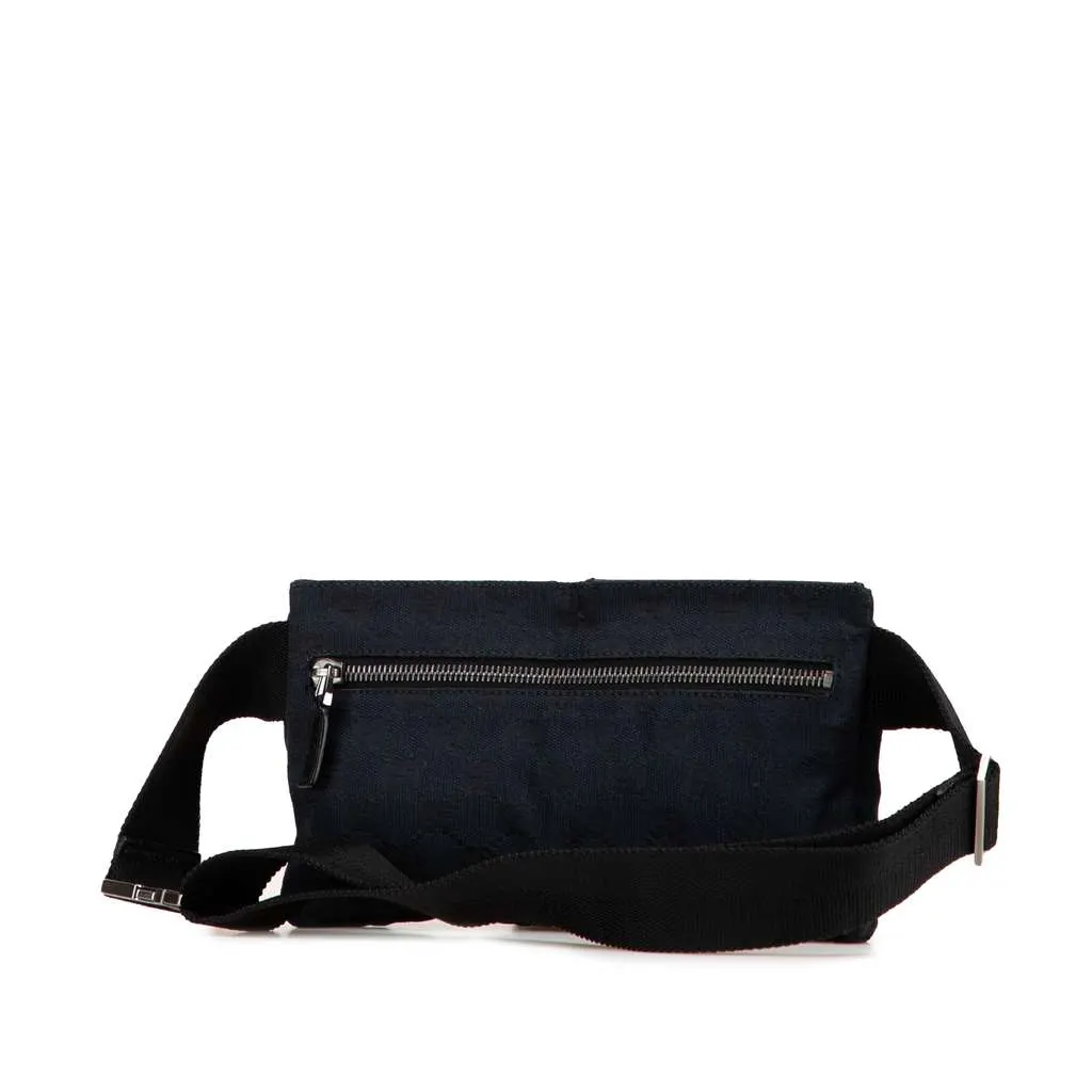 Gucci GG Canvas Double Pocket Belt Bag Blue Canvas Good - Back View