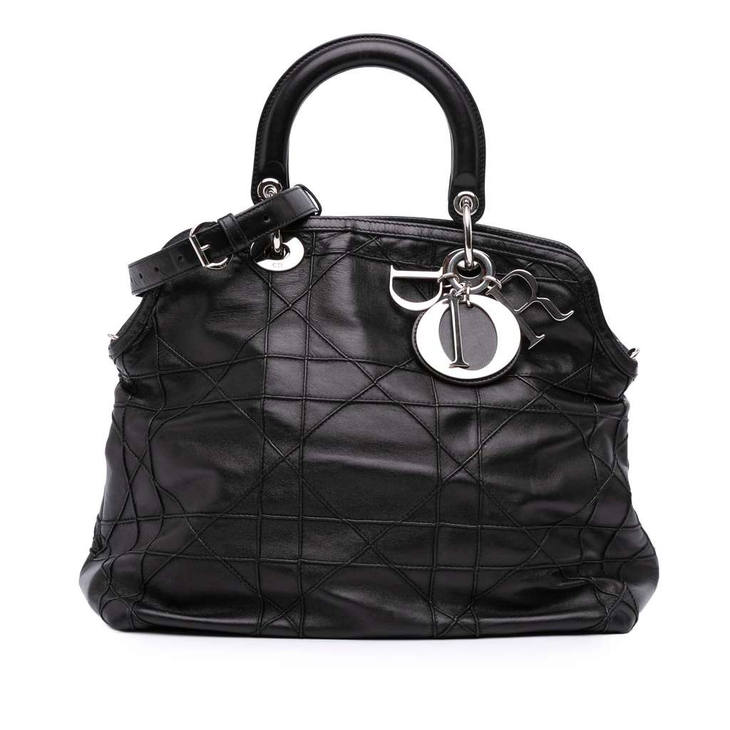 Dior Large Lambskin Cannage Polochon Granville Satchel