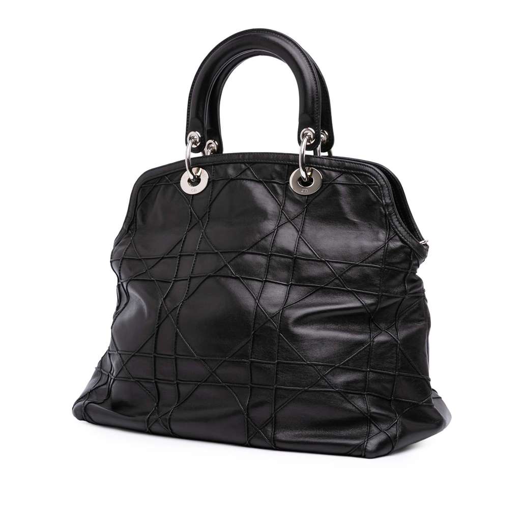 Dior Large Lambskin Cannage Polochon Granville Satchel - 2