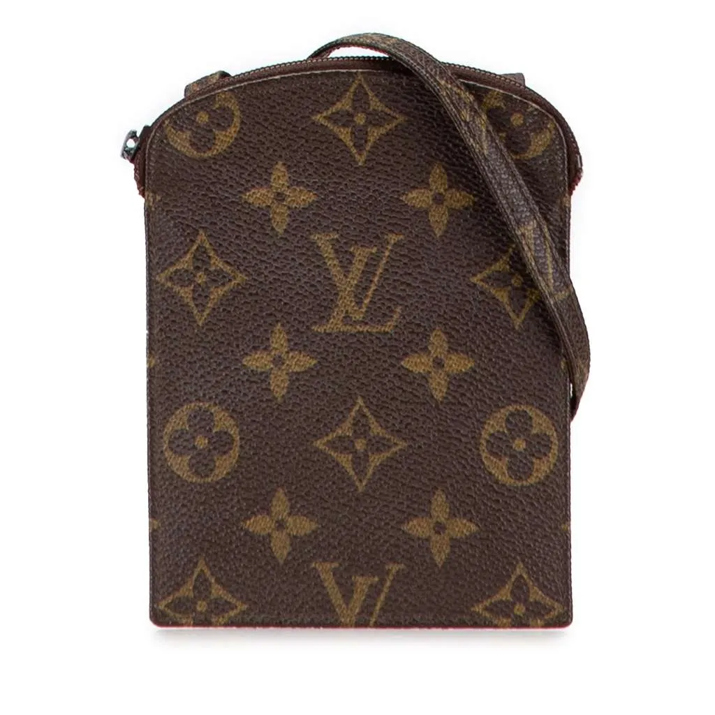 Louis Vuitton Monogram Pochette Secret Passport Holder Brown Good - Front View