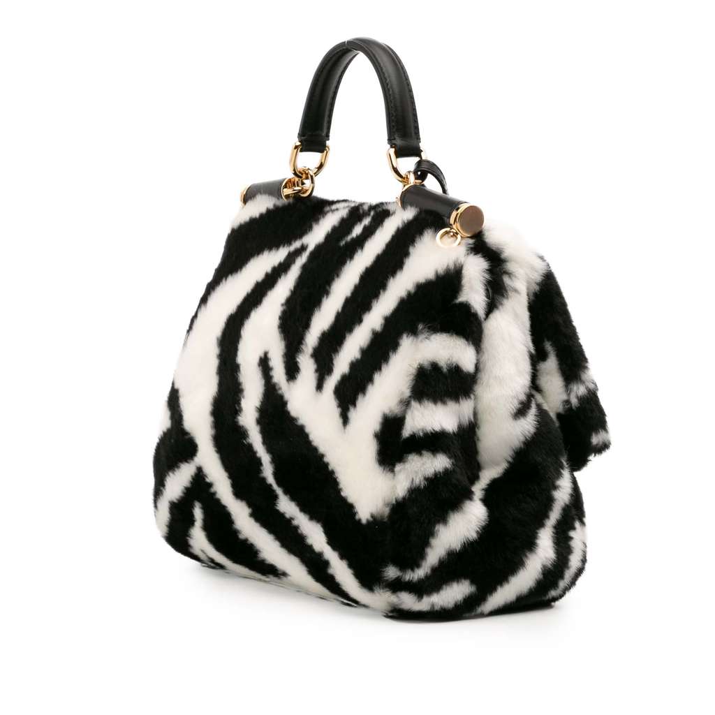 Dolce & Gabbana Medium Faux Fur Zebra Print Miss Sicily Satchel - 2