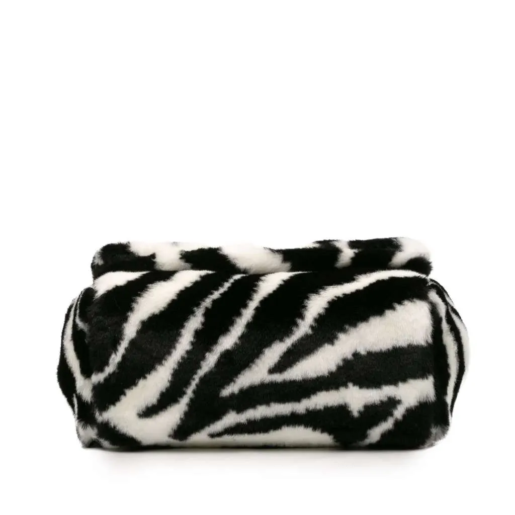 Dolce & Gabbana Medium Faux Fur Zebra Print Miss Sicily Satchel Black Polyester Good - Inside View