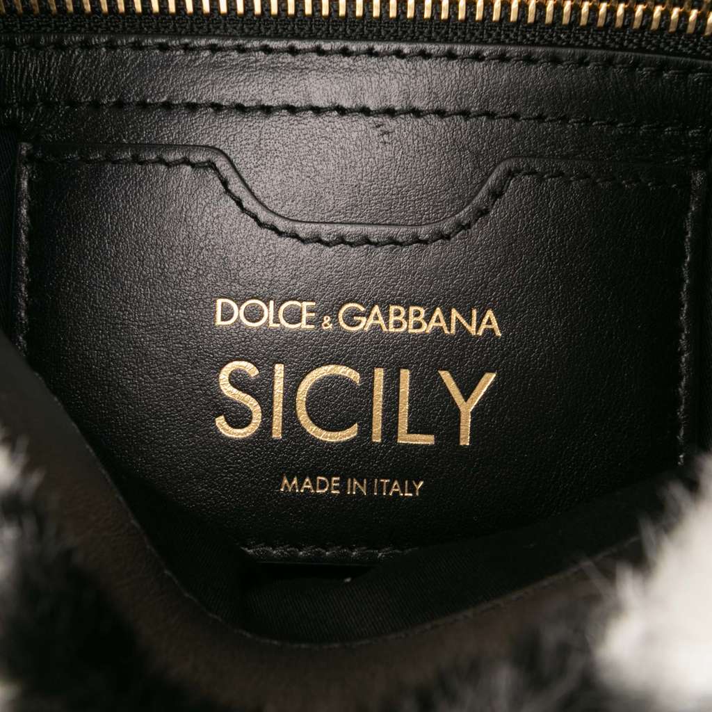 Dolce & Gabbana Medium Faux Fur Zebra Print Miss Sicily Satchel - 5