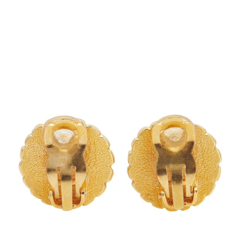 Chanel Gold Plated CC Flower Clip On Earrings - Back view