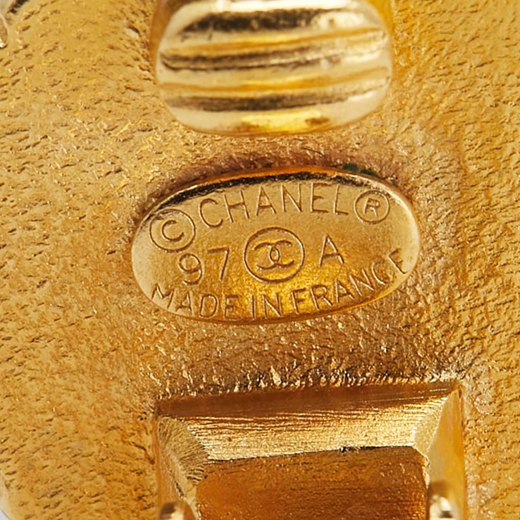 Chanel Gold Plated CC Flower Clip On Earrings - Image 6