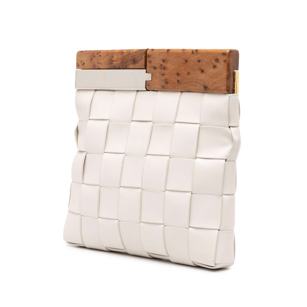 Bottega Veneta Lambskin Maxi Intrecciato The Snap Clutch - Back view