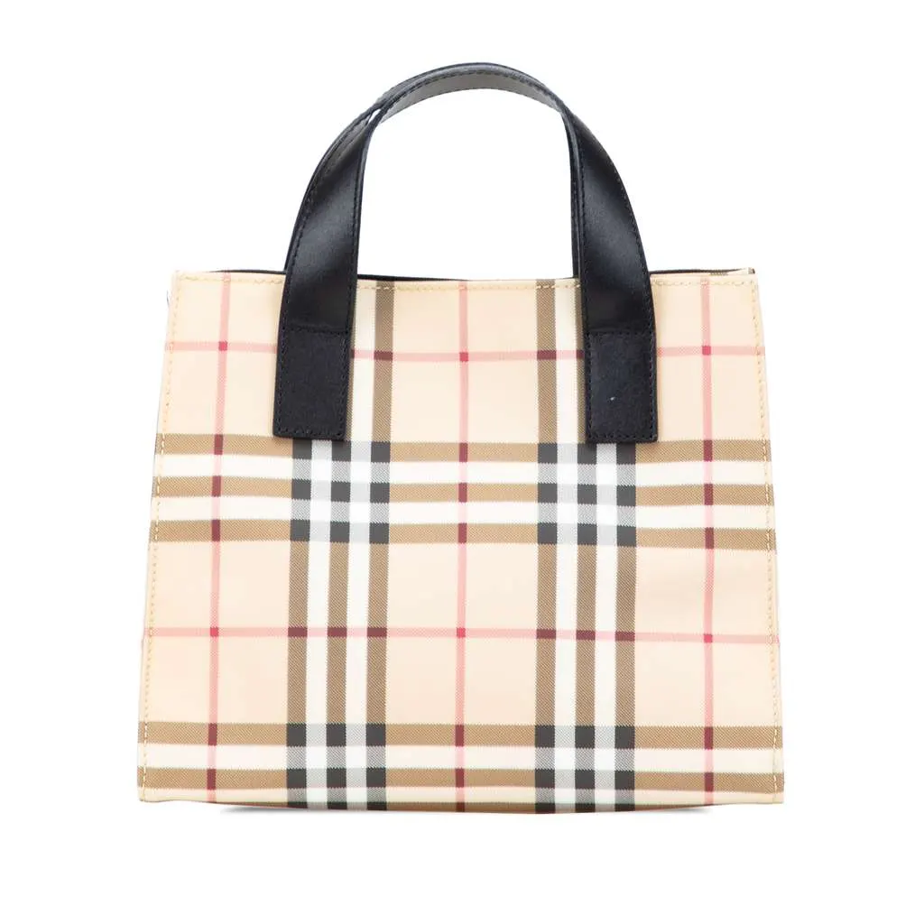 Burberry House Check Coated Canvas Tote Brown Canvas Good - Front View