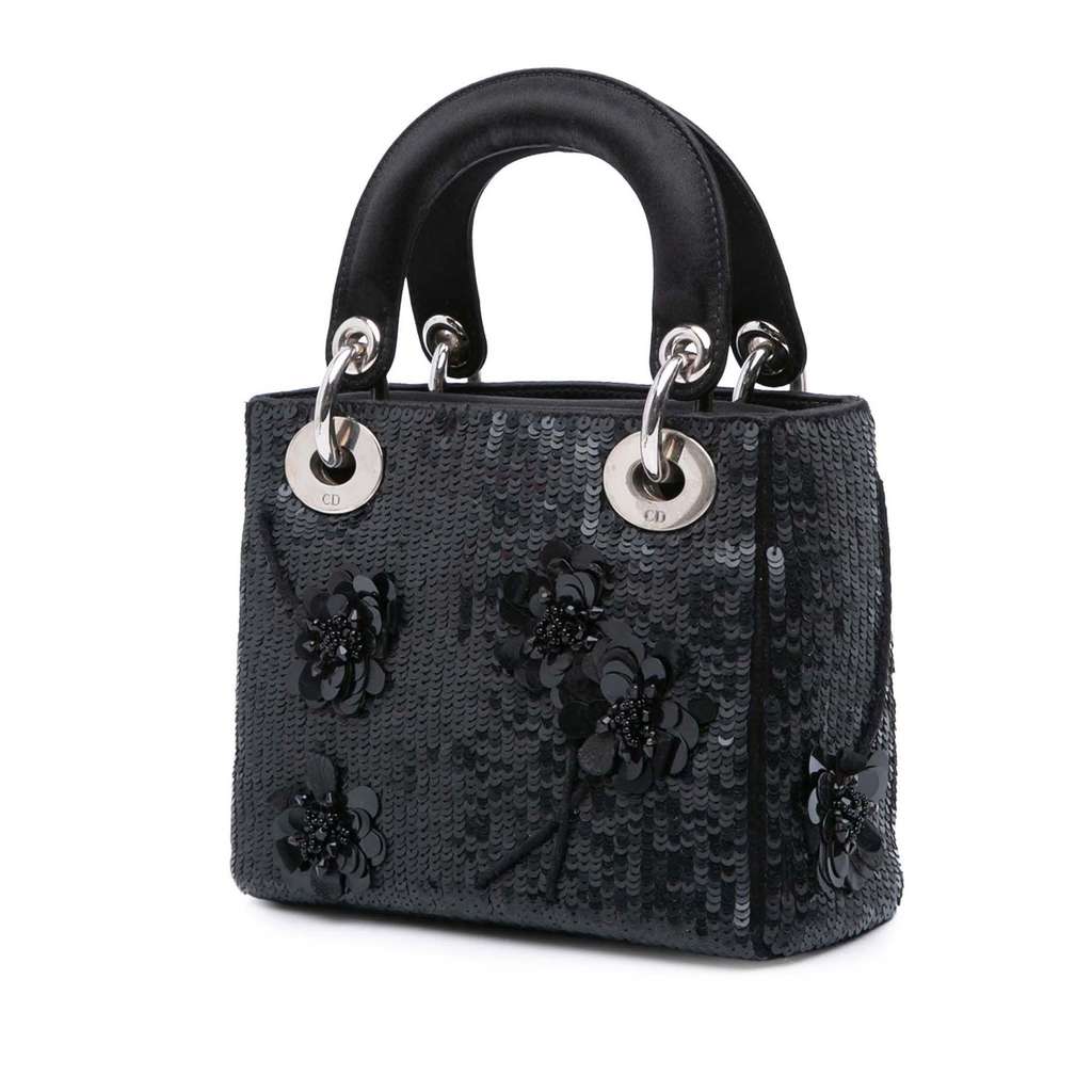 Dior Mini Satin Sequin Flower Embellished Lady Dior - 2