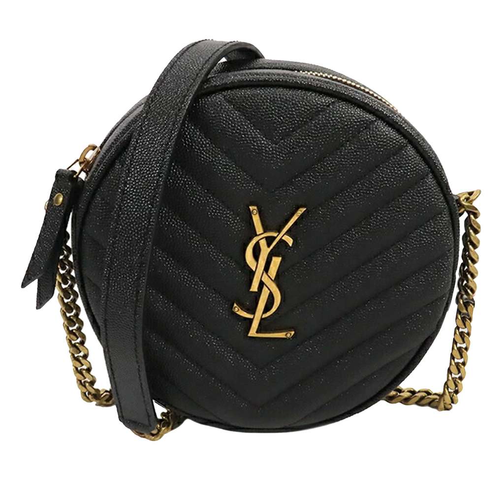 Saint Laurent Grain De Poudre Chevron Round Vinyle Camera Bag