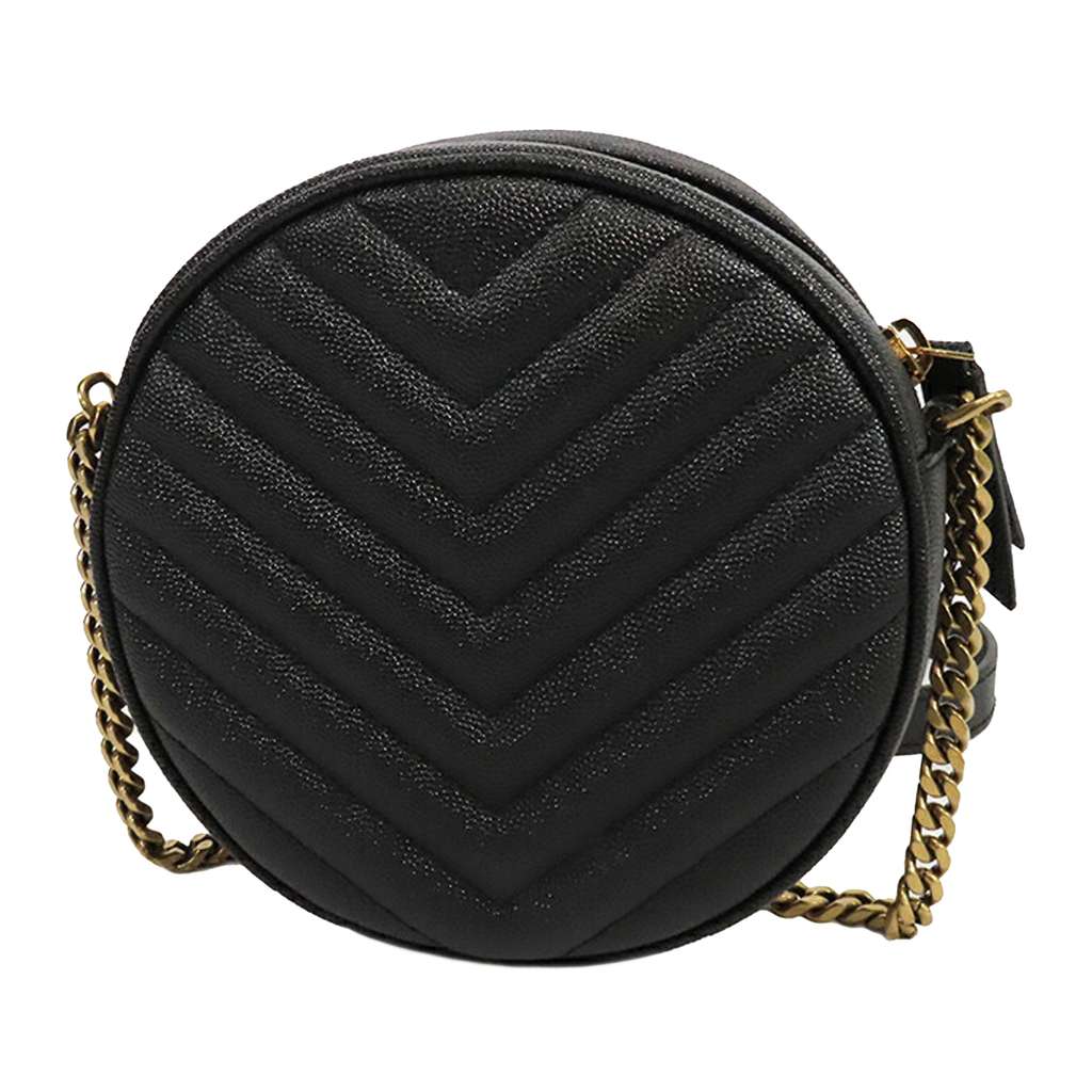 Saint Laurent Grain De Poudre Chevron Round Vinyle Camera Bag - Back view