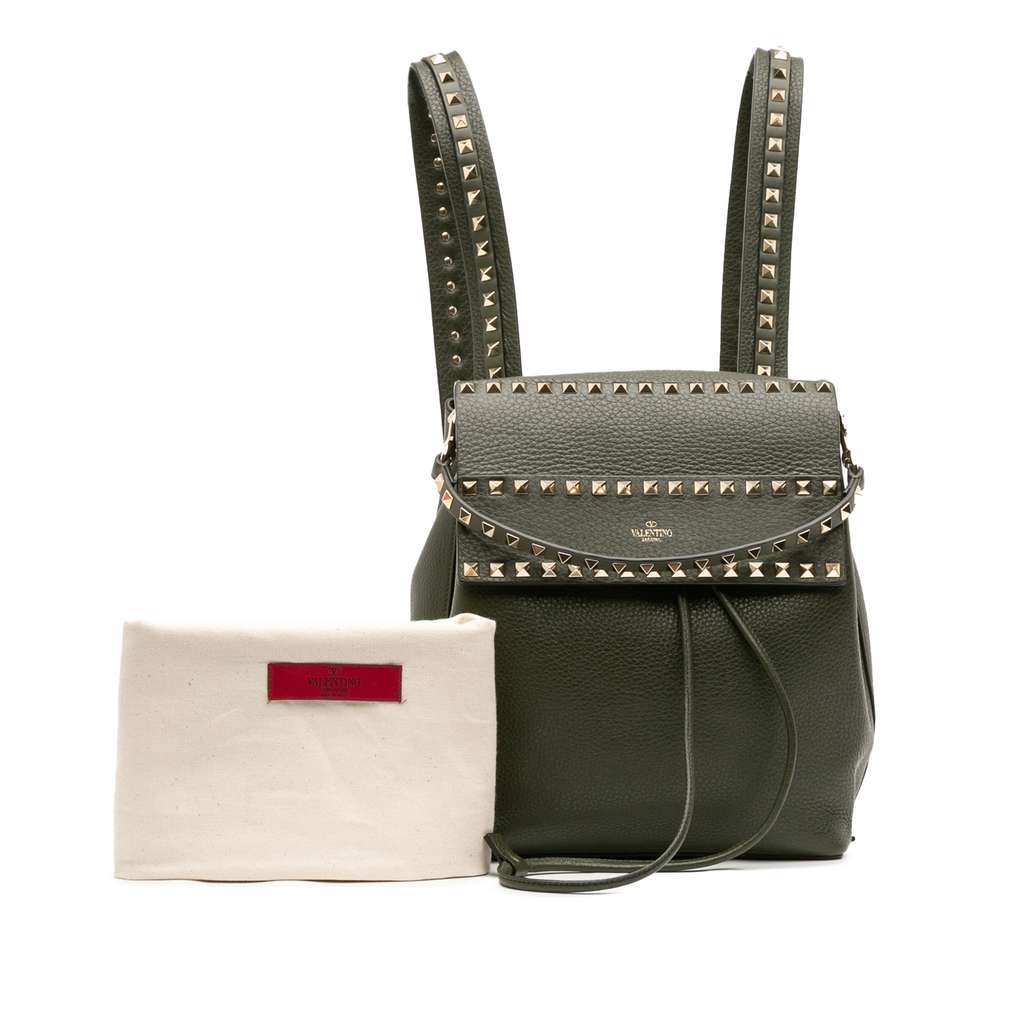 Valentino Grained Calfskin Rockstud Flap Backpack - Image 10
